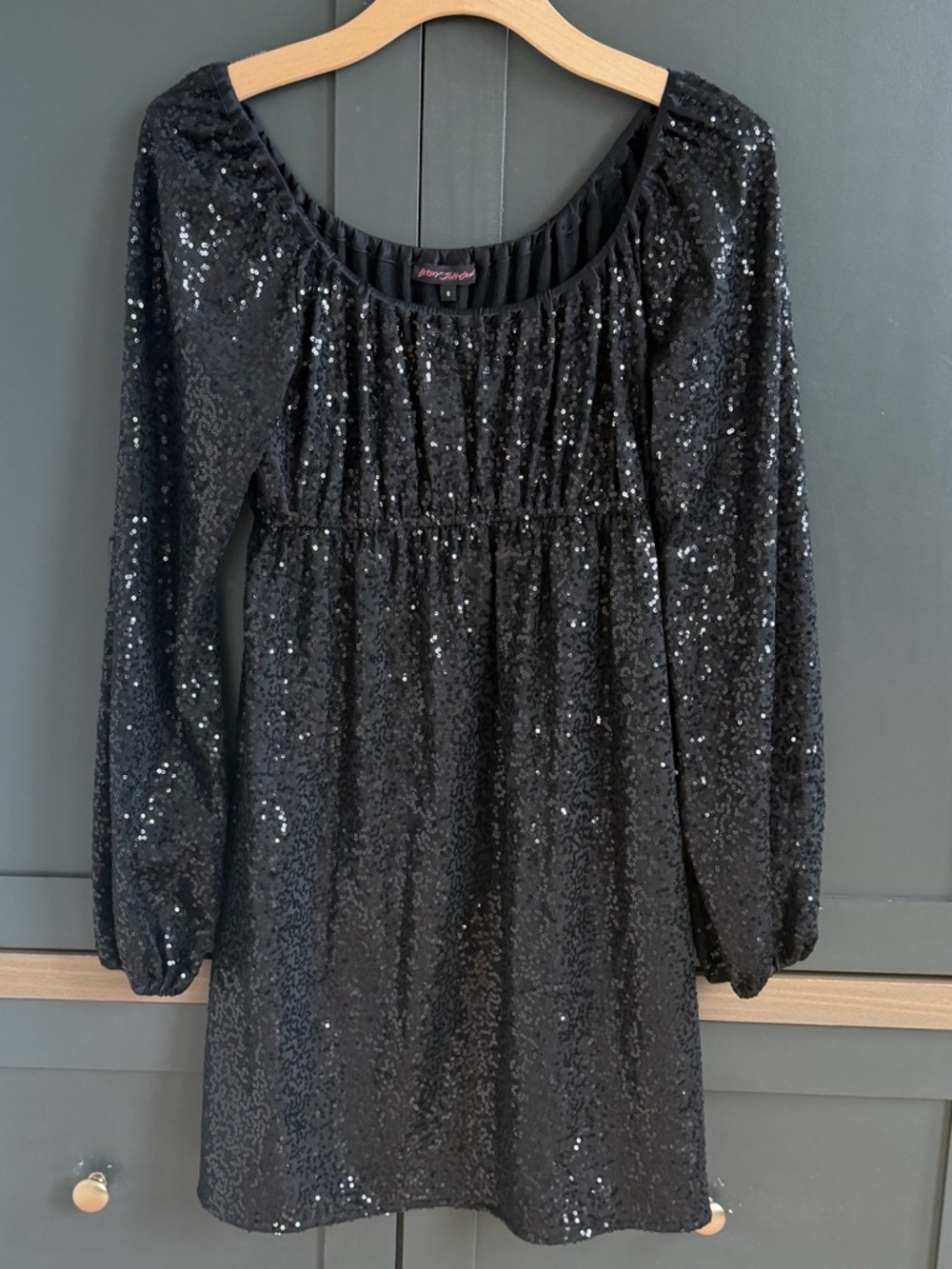 Betsy Johnson | Vintage Black Sequin Long Sleeve Dress | S
